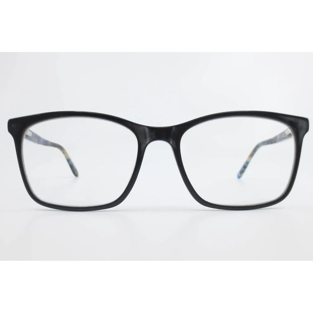 Antwerp C01 Black Rectangular Eyeglasses Blue Tortoise Studded Temples 56-17-140